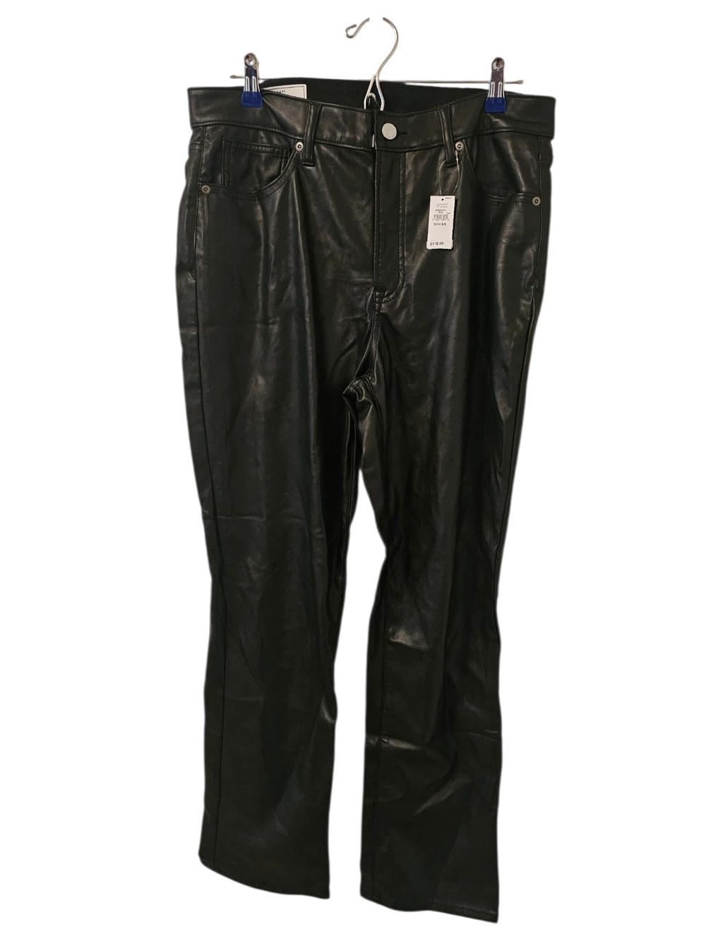 Black GAP Women's High Rise Vegan Leather Vintage Slim Pants